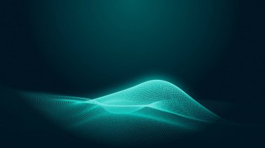 Nokta yeşil dalga ışık ekran gradyan doku arka planı. Soyut teknoloji büyük veri dijital arkaplanı. 3d oluşturma.
