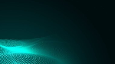Nokta yeşil dalga ışık ekran gradyan doku arka planı. Soyut teknoloji büyük veri dijital arkaplanı. 3d oluşturma.