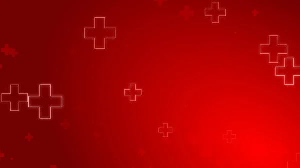 Medical health red cross neon light shapes pattern background. Abstract healthcare with emergency concept.