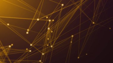 Teknoloji geçmişine sahip soyut turuncu çokgen teknoloji ağı. Soyut noktalar ve satır dokusu arka planı. 3d oluşturma.