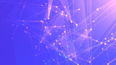 Teknoloji geçmişine sahip soyut mor menekşe poligon teknoloji ağı. Soyut noktalar ve satır dokusu arka planı. 3d oluşturma.