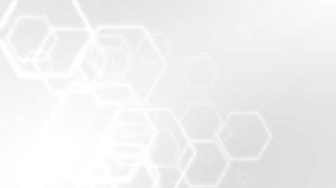 Soyut altıgen beyaz gri desenli teknoloji koyu arkaplan