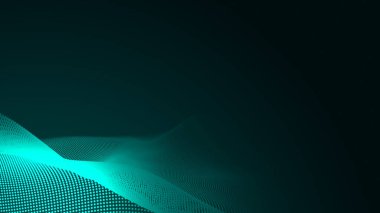 Nokta yeşil dalga ışık ekran gradyan doku arka planı. Soyut teknoloji büyük veri dijital arkaplanı. 3d oluşturma.