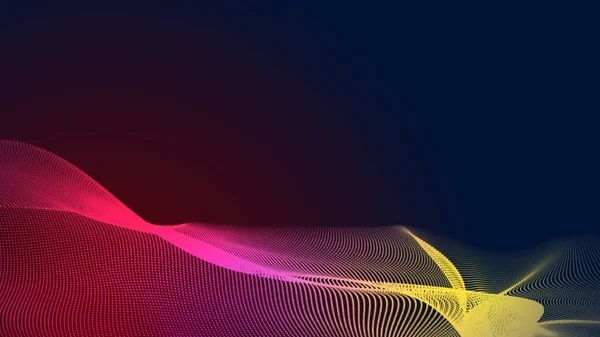 Dot red purple wave line light gradient dark background. Abstract  technology big data digital background. 3d rendering.