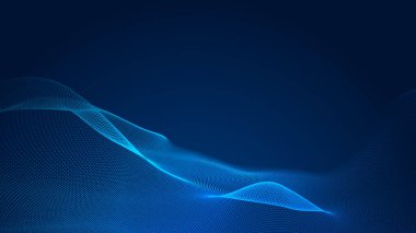 Nokta mavi dalga ışık ekran gradyan doku arkaplanı. Soyut teknoloji büyük veri dijital arkaplanı. 3d oluşturma.