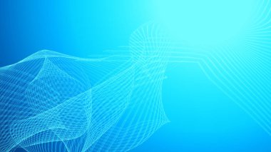 Nokta mavi dalga parlak ekran gradyan doku arkaplanı. Soyut teknoloji büyük veri dijital arkaplanı. 3d oluşturma.
