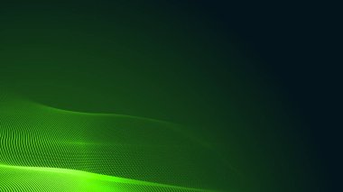 Nokta yeşil dalga ışık ekran gradyan dokusu koyu arkaplan. Soyut teknoloji büyük veri dijital arkaplanı. 3d oluşturma.