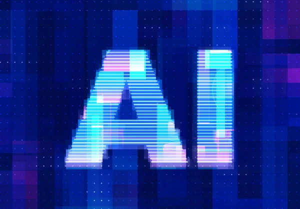 Icono Inteligencia Artificial Tecnología Fondo Azul Aprendizaje Automático Digital Abstracto — Foto de Stock