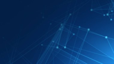 Teknoloji geçmişine sahip soyut mavi çokgen teknoloji ağı. Soyut noktalar ve satır dokusu arka planı. 3d oluşturma.