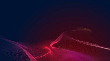 Nokta kırmızı mor dalga çizgisi açık renk gradyan koyu arkaplan. Soyut teknoloji büyük veri dijital arkaplanı. 3d oluşturma.