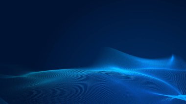 Nokta mavi dalga ışık ekran gradyan doku arkaplanı. Soyut teknoloji büyük veri dijital arkaplanı. 3d oluşturma.