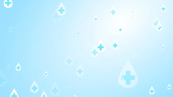 Medical Health Kreuz Weiß Auf Blauem Desinfektionsmittel Tropfenmuster Hintergrund Abstraktes — Stockfoto