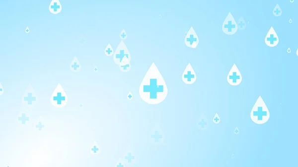 Salud Médica Cruzada Blanca Sobre Fondo Patrón Caída Desinfectante Azul — Foto de Stock