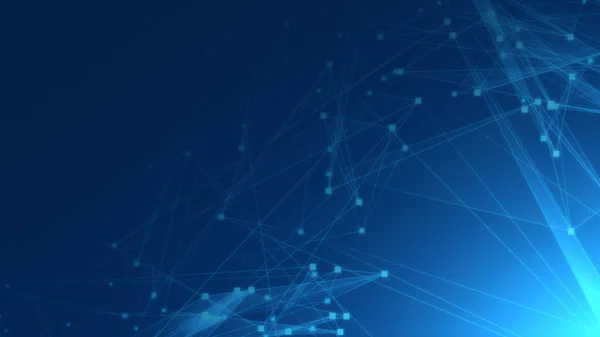 Абстрактна Технологічна Мережа Синього Багатокутника Технологічним Фоном Підключення Абстрактні Точки — стокове фото