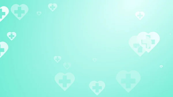 Salute Medica Croce Blu Verde Sfondo Modello Cuori Tecnologia Sanitaria — Foto Stock