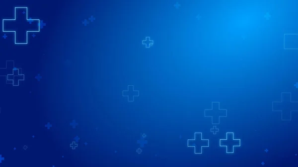 Salute Medica Blu Croce Neon Luce Forme Modello Sfondo Tecnologia — Foto Stock