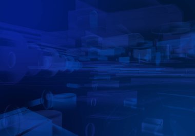 Soyut 3d mavi renk arızası izometrik zincir ve dijital bulut ağ teknolojisi dokusu arka planı. 3d şifreleme sistemi kavramı.