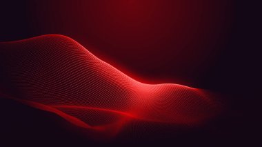 Nokta kırmızı mor dalga çizgisi açık renk gradyan koyu arkaplan. Soyut teknoloji büyük veri dijital arkaplanı. 3d oluşturma.