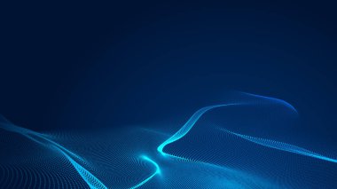 Nokta mavi dalga ışık ekran gradyan doku arkaplanı. Soyut teknoloji büyük veri dijital arkaplanı. 3d oluşturma.