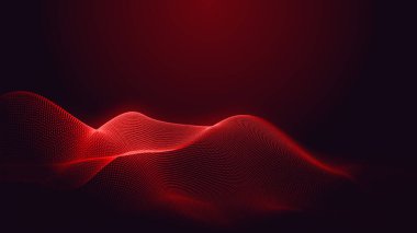 Nokta kırmızı mor dalga çizgisi açık renk gradyan koyu arkaplan. Soyut teknoloji büyük veri dijital arkaplanı. 3d oluşturma.