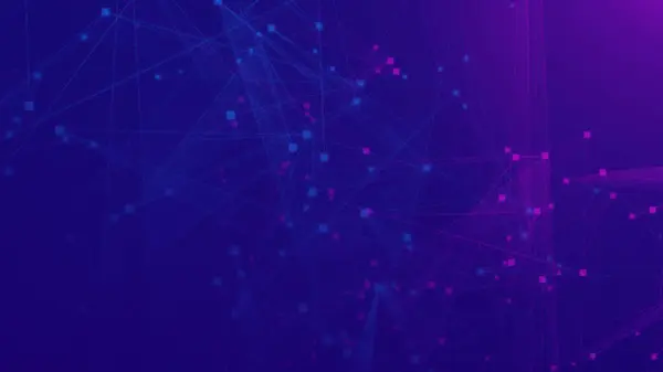 Abstraktes Violettes Und Blaues Polygon Tech Netzwerk Mit Connect Technologie — Stockfoto