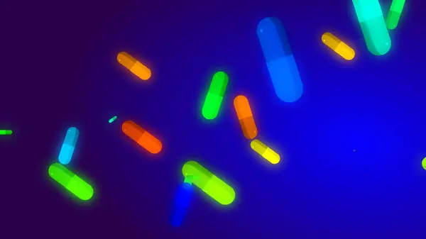 青の背景を持つ薬剤処方薬カプセルパターン ヘルスケア技術と科学医療の概念 — ストック写真