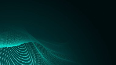 Nokta yeşil dalga ışık ekran gradyan doku arka planı. Soyut teknoloji büyük veri dijital arkaplanı. 3d oluşturma.