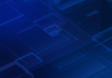 Soyut 3d mavi renk arızası izometrik zincir ve dijital bulut ağ teknolojisi dokusu arka planı. 3d şifreleme sistemi kavramı.