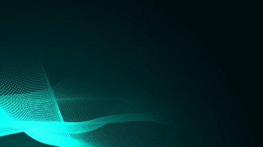 Nokta yeşil dalga ışık ekran gradyan doku arka planı. Soyut teknoloji büyük veri dijital arkaplanı. 3d oluşturma.