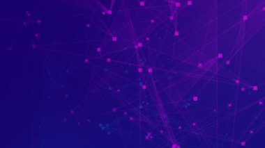 Soyut mor menekşe ve mavi çokgen teknoloji ağına bağlı. Soyut noktalar ve satır dokusu arka planı. 3d oluşturma.