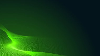 Nokta yeşil dalga ışık ekran gradyan dokusu koyu arkaplan. Soyut teknoloji büyük veri dijital arkaplanı. 3d oluşturma.