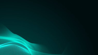 Nokta yeşil dalga ışık ekran gradyan doku arka planı. Soyut teknoloji büyük veri dijital arkaplanı. 3d oluşturma.