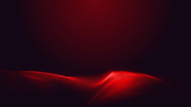 Nokta kırmızı mor dalga çizgisi açık renk gradyan koyu arkaplan. Soyut teknoloji büyük veri dijital arkaplanı. 3d oluşturma.