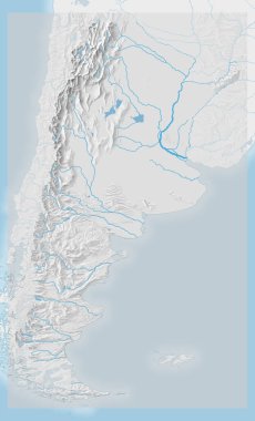 Gölgeli rahatlama ile Arjantin 'in topografik haritası