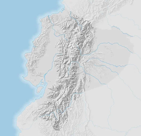 Gölgeli rahatlama ile Ekvador 'un topografik haritası