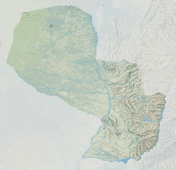 Gölgeli rahatlama ile Paraguay 'ın topografik haritası
