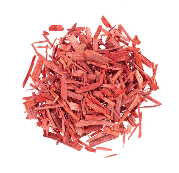 Rode Sandelhout Wierook Chips Geïsoleerd Witte Achtergrond Sanderswood Rubywood Rode Stockfoto
