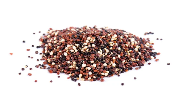 Quinoa Seeds Isolated White Background Mix White Red Black Quinoa — Zdjęcie stockowe