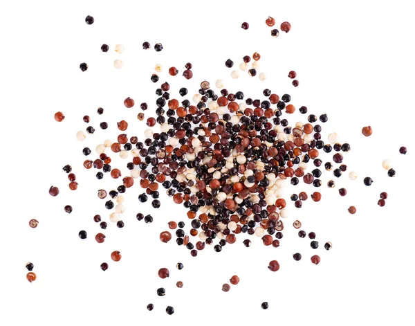 Quinoa Seeds Isolated White Background Mix White Red Black Quinoa — Stockfoto