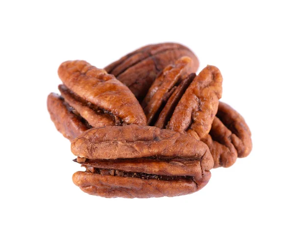 Pecan Nuts Isolated White Background Shelled Pecan Clipping Path — Stock Photo, Image
