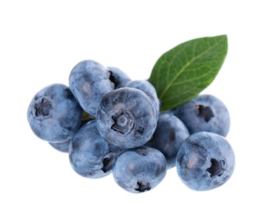 Yeşil yapraklı taze yaban mersini, beyaz arka planda izole edilmiş. Böğürtlen ya da böğürtlen. Kesme yolu