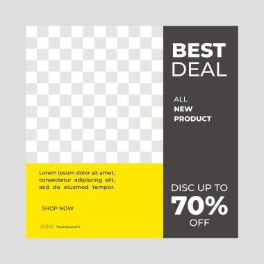 Yaratıcı vektör sosyal medya şablon koleksiyonu. Düzenlenebilir modern kare arkaplan şablonu, sosyal medya paylaşımı, arkaplan ve internet reklamları için mükemmel.