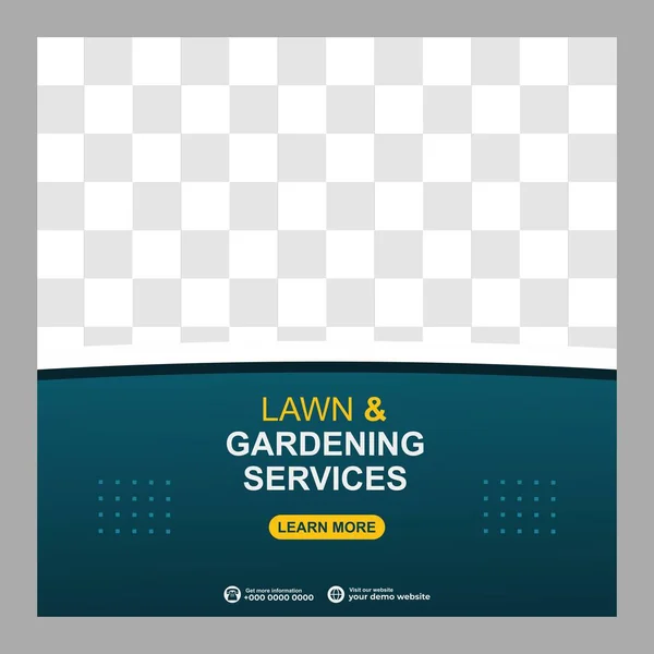 Çim biçme bahçesi veya Peyzaj Hizmetleri Sosyal Medya Postası ve Web Sancak Şablonu tasarımı, Tarım ve tarım reklam broşürü tasarımı.