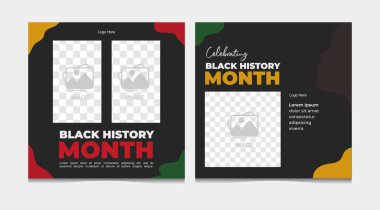 Siyahların tarihi, Afrikalı Amerikan tarihi kutlaması, Afrikalı Amerikan tarihi. Yıllık kutlama. Siyah Geçmiş ayı için sosyal medya şablonu