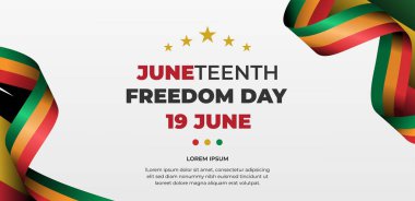 İllüstrasyon vektörü Banner of Juneteenth Day, kutlama özgürlüğü, bağımsızlık günü 19 Haziran, Afro-Amerikan tarihi ve mirası.
