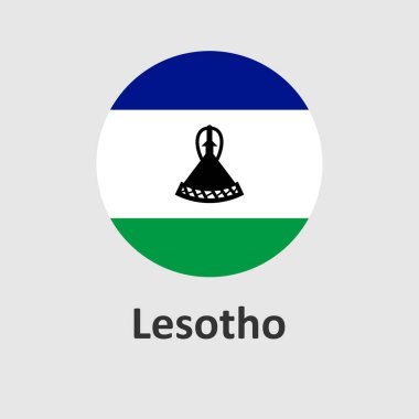 Gri arkaplanda Lesotho bayrak yuvarlak ikonu. Vektör illüstrasyonu.