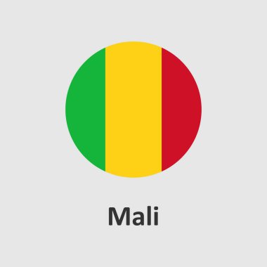 Grafik ve web tasarımı için gri bir arkaplan üzerinde Mali bayrağı tasarımı vektör çizimi.