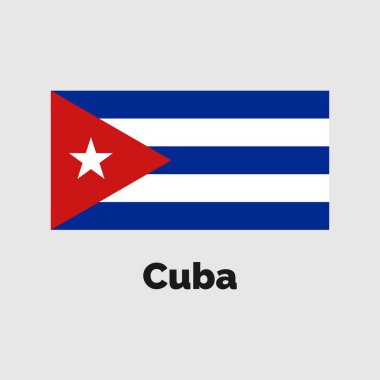 Grafik ve web tasarımı için gri bir arkaplan üzerinde Küba bayrağı tasarımı vektör çizimi.