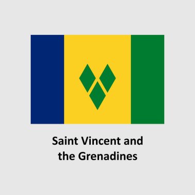 Grafik ve web tasarımı için gri arkaplan üzerinde Saint Vincent ve Grenadines bayrak tasarımı vektör çizimi.