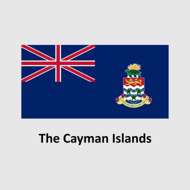 Grafik ve web tasarımı için gri arkaplan üzerindeki Cayman Adaları bayrak tasarımı vektör çizimi.